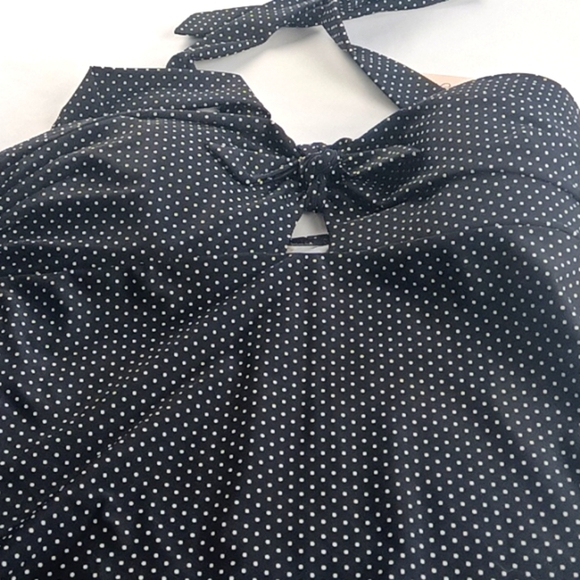 Unique Vintage XL 50'S STYL BEACH BABE Women's Swim Suit NWT BLACK W/ WHITE DOTS - Picture 6 of 16
